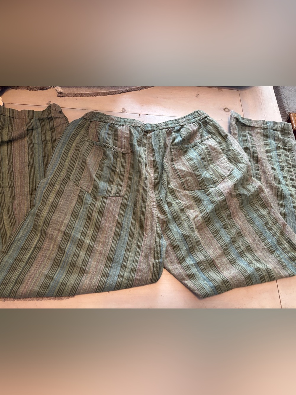 Lakhays women's Striped Pull-On Pants in Olive Green size XL - Picture 4 of 4